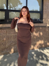 Load image into Gallery viewer, YAXY BROWN TUBE DRESS WITH SRUGH
